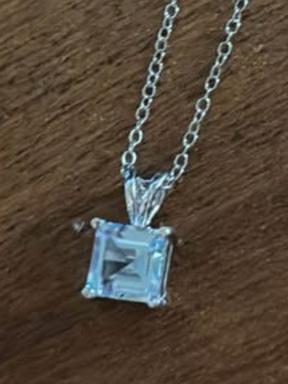 Sterling Silver Blue Square Pendant Necklace